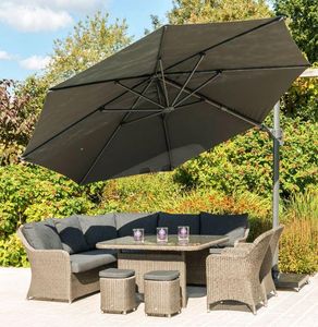 cantilever garden parasol modern outdoor shade 350 cm canopy charcoal grey UH35