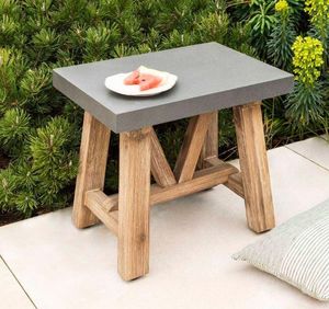 chilford garden stool or side table acacia hardwood wooden polystone top