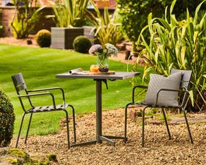 modern bistro garden dining set square small table and 2 metal armchairs steel oslo