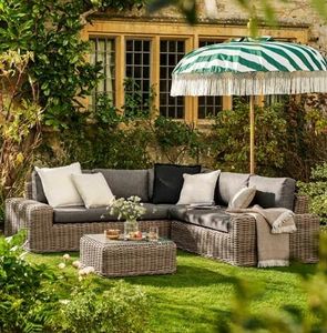 rattan garden lounge sofa patio outdoor furniture brown cushions all weather weave moorgate