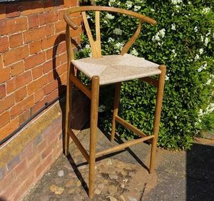 teak wishbone garden high bar chairs teak and all weather rope outdoor indoor patio kitchen seating casual dining