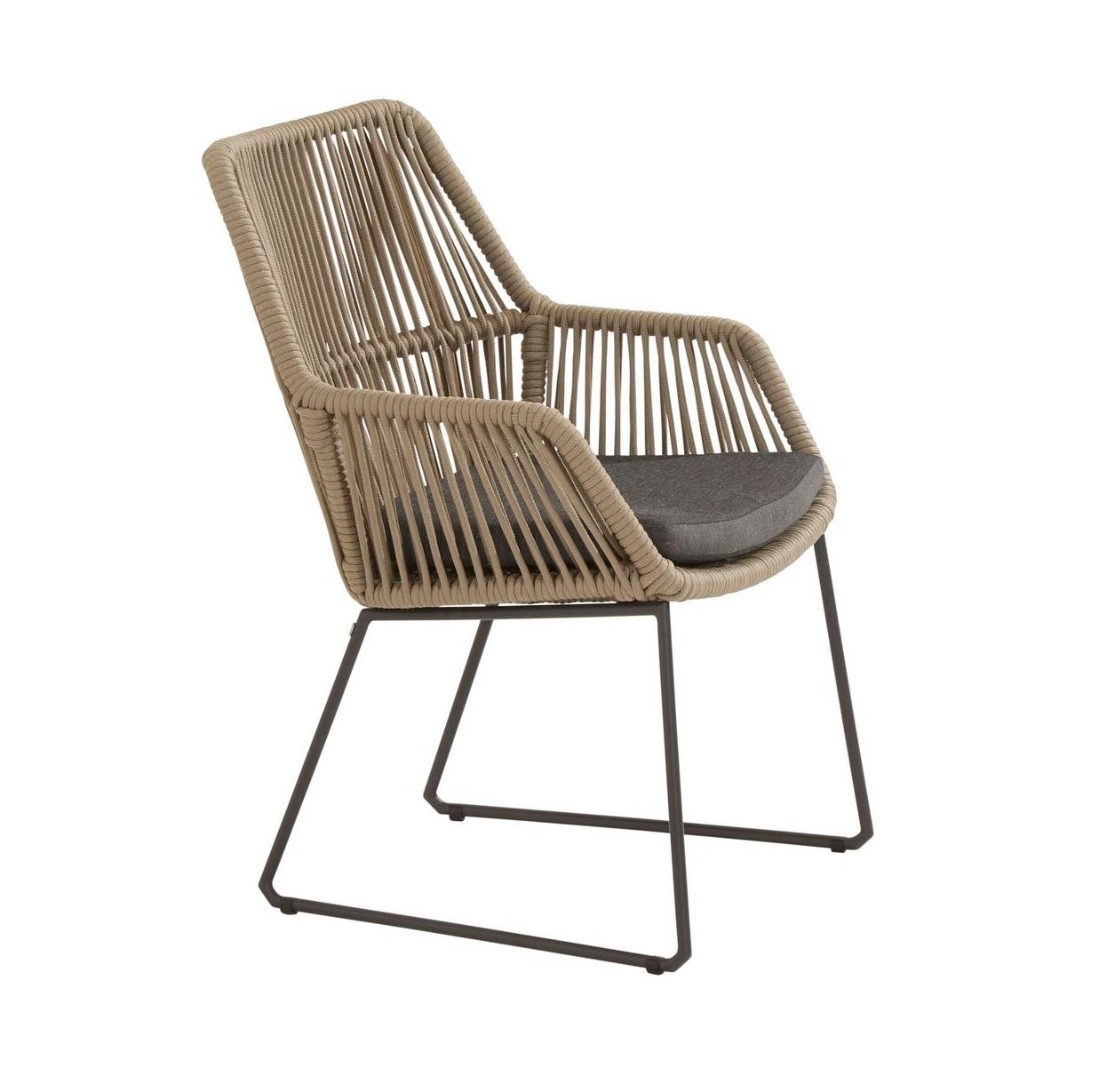 rope weave weatherproof garden dining chair in pebble cut out