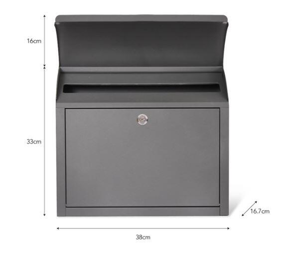dimensions of charcoal metal modern post box large size for large letters and small parcels
