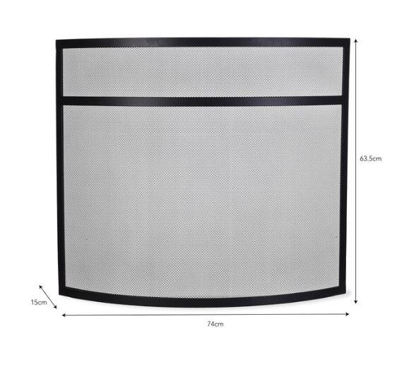 dimensions small black steel safety firescreen powder coated steel modern curved design