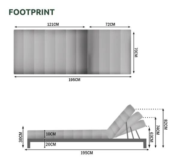 footprint dimensions of aluminium and weatherproof sunbrella fabric garden sun lounger