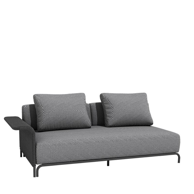 modern linear rattan weave modular garden sofa 2 seater right end unit all weather cushions hawaii black grey