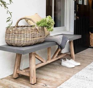 garden bench in hardwood and grey polystone indoor outdoor hallways boot rooms and porches