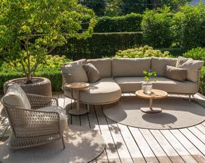 rope weave modern garden sofa chaise longue armchair all weather fabric cushions
