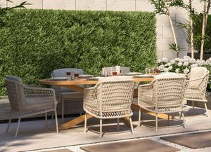 large teak elliptical oval garden dining table high quality outdoor patio furniture all weather latte rope weave chairs puccinin