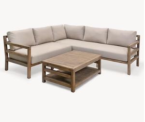 garden corner lounge sofa set acacia hardwood wooden lounging sandridge