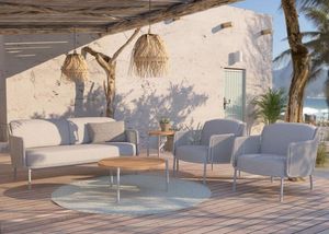 rope weave garden lounge set sofa armchairs footstool all weather bernini