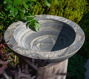 bird bowl birdbath in dark grey pewter sandstone modern gardens