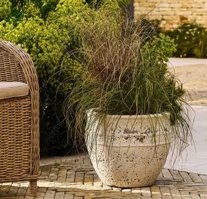 modern aged stone garden planter cream washed effect large haberton outdoor patio pot container
