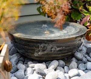 modern sandstone garden water feature grey pewter stone serenity outdoor luxury fountain bowl