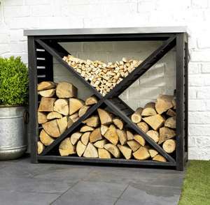 log storage in cross design for logs and kindling wood