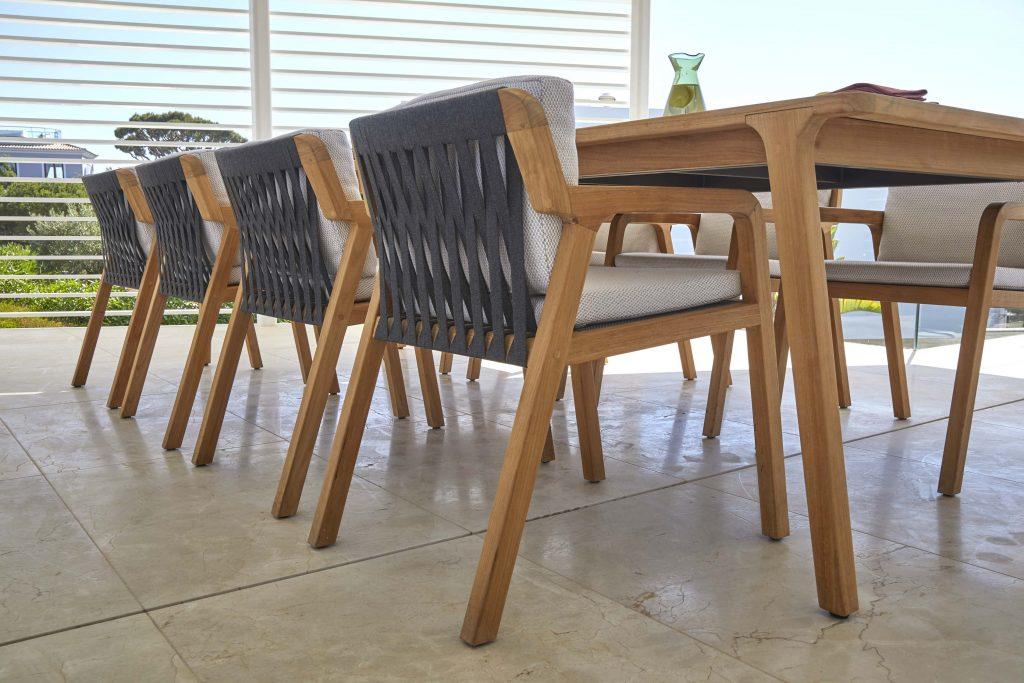 Modern Teak Garden Dining Set with 2.4m or 3m Long Tables for 6, 8, 10