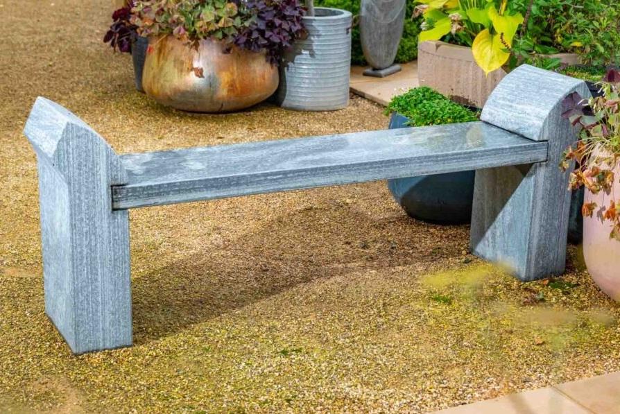 grey sandstone bench for garden and outdoor use