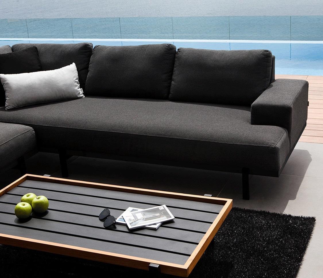 L shaped garden corner sofa set in charcoal