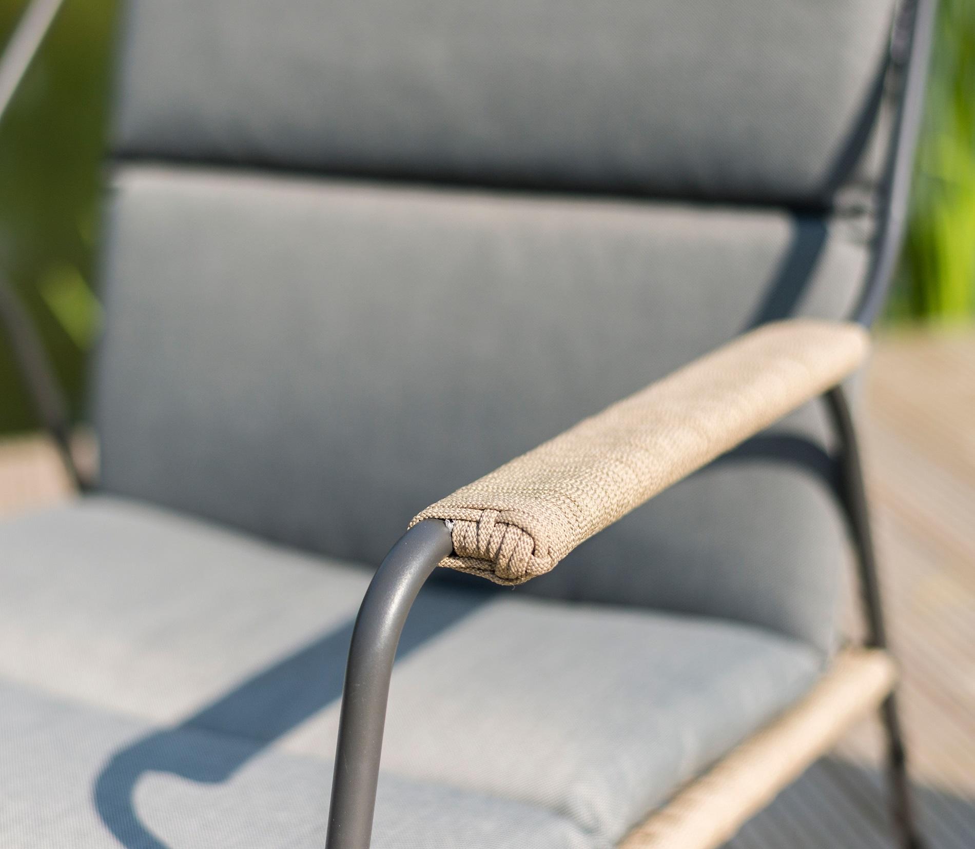 rope armchair detail garden outdoor weatherproof cushions