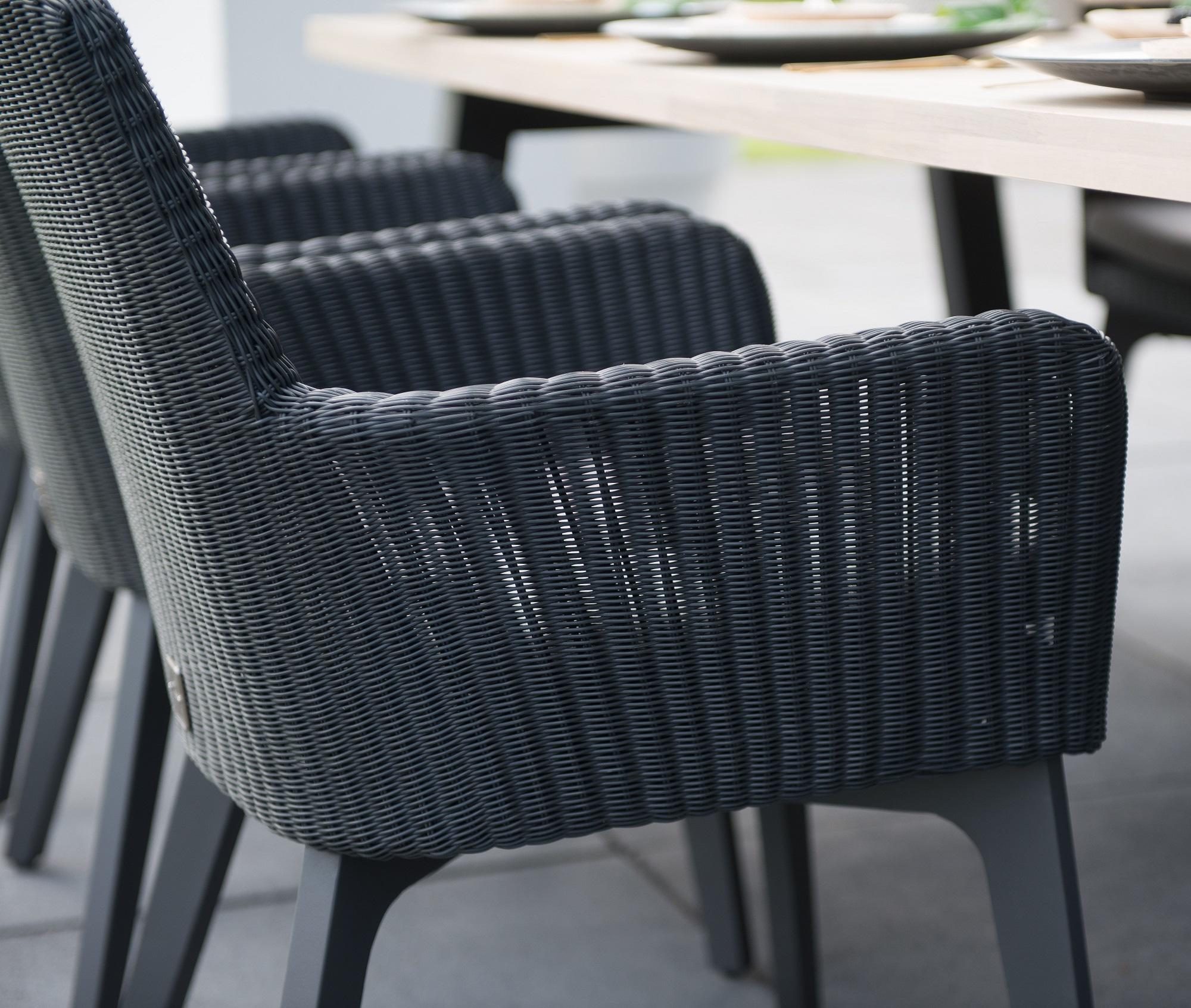 anthracite weatherproof wicker rattan garden dining chair with anthracite aluminium metallegs