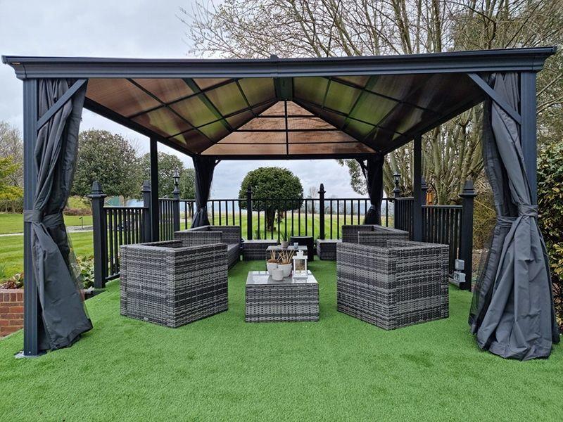 large polycarbonate roof grey all weather gazebo curtains