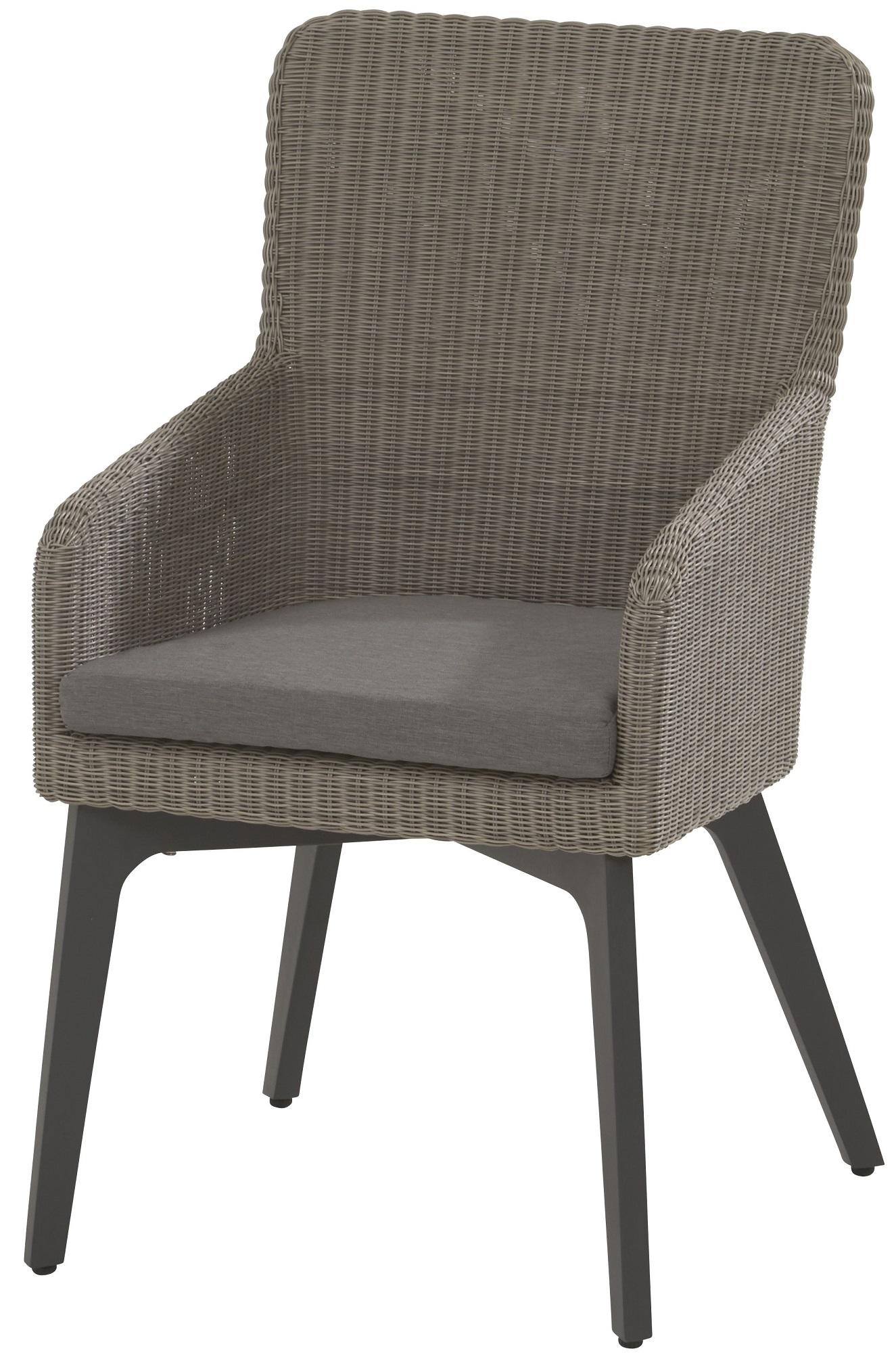 pebble rattan garden dining chair with grey aluminium legs