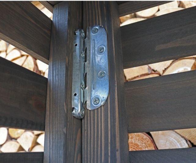 stainless steel fixings for grey FSC garden log store