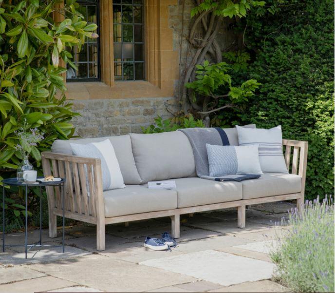 3 seater garden sofa outdoor patio hardwood acacia grey lounging