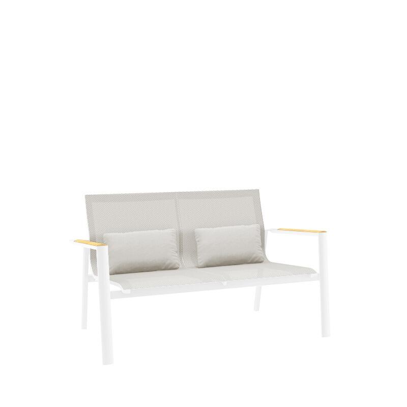 white modern aluminium and sling fabric weatherproof garden sofa bench aspen