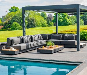 outdoor garden corner sofa set grey aluminium and all weather deep seat cushions ibiza modular large patio lounge furniture