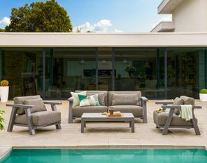 metal fabric garden lounge sofa set grey modern patio lounging iconic sale