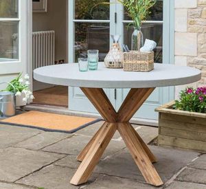 round 120 cm garden dining table hardwood acacia burford indoor outdoor patio kitchen