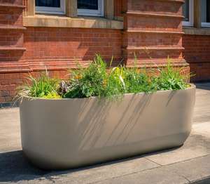 huge fibreglass garden trough planter curved outdoor container