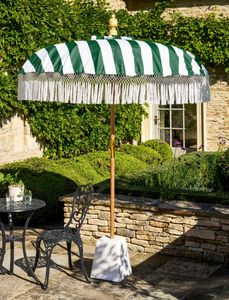 modern parasol outdoor garden umbrella base summerleaze green and white stripe