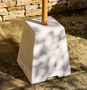 modern parasol base chunky white concrete outdoor umbrella base summerleaze shade