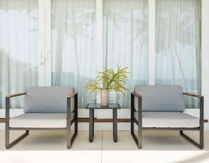pair of garden or balcony outdoor garden aluminium armchairs