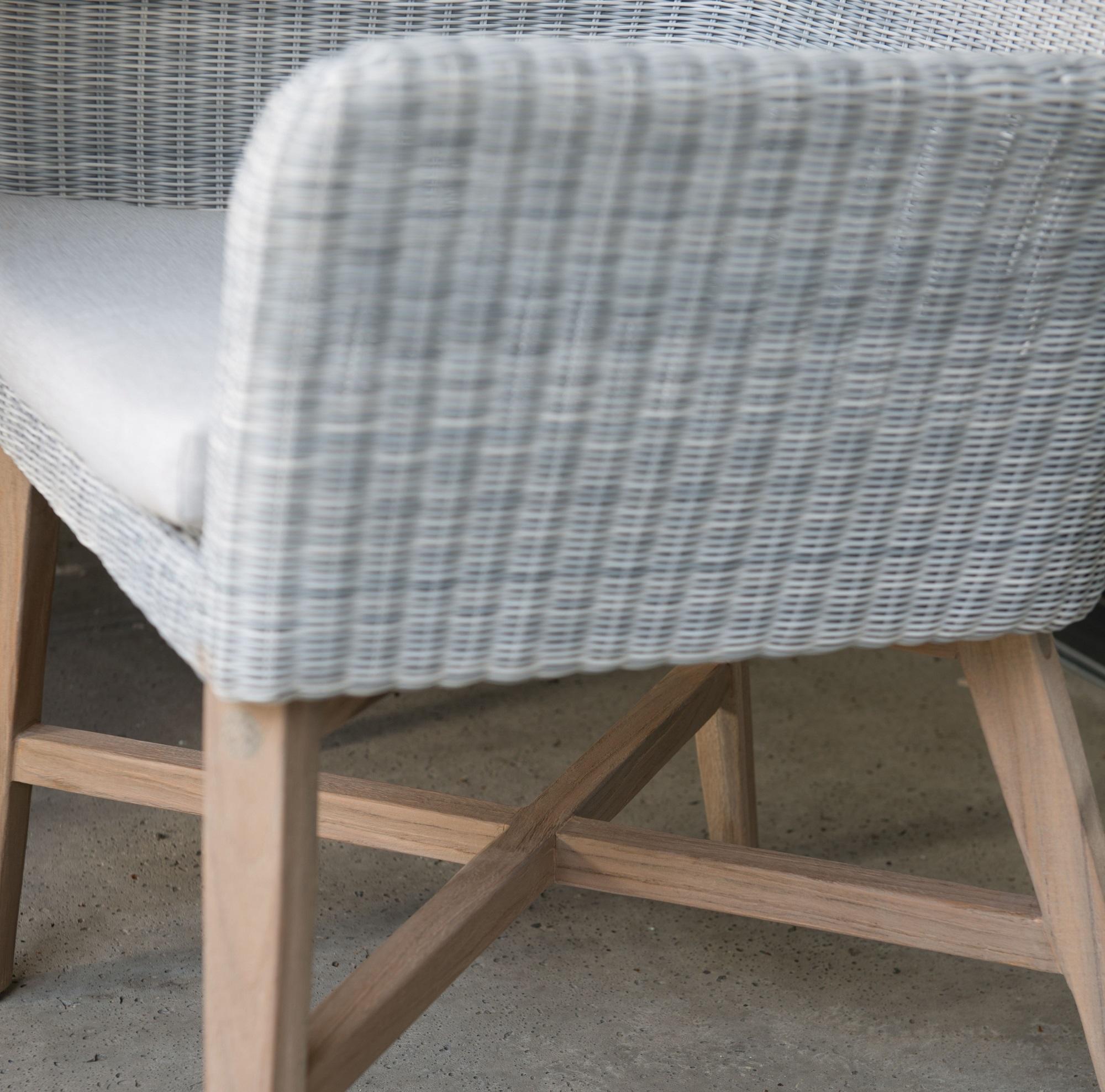 ice rattan garden chairs teak legs detail