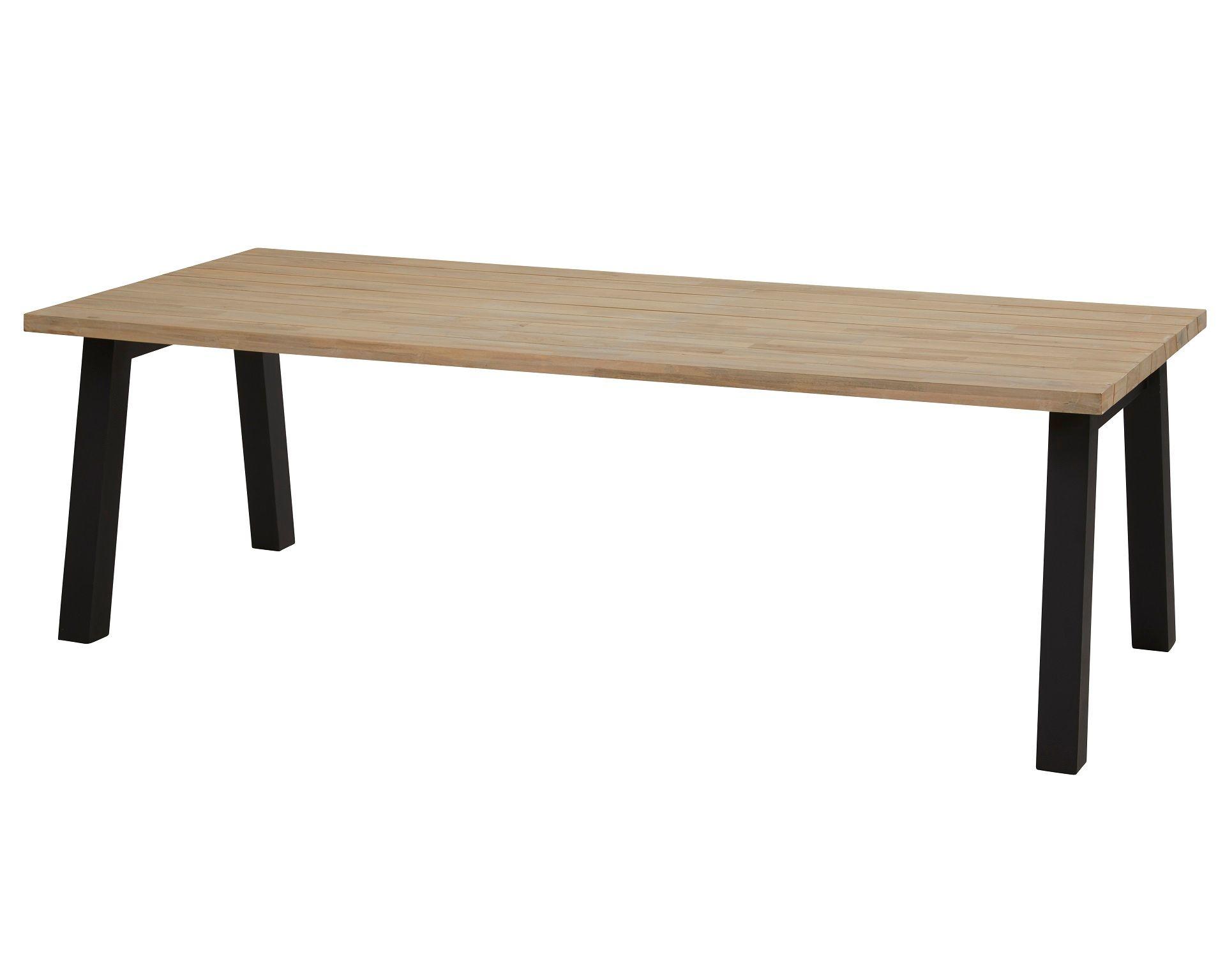 teak 240 cm garden dining table with grey aluminium legs