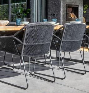 modern garden rope weave dining chairs in anthracite with slimline aluminium frames