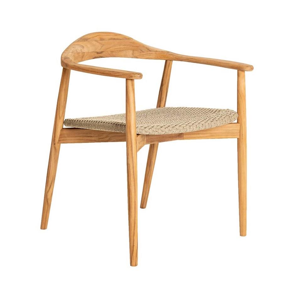 teak garden dining chair patio furniture with rope weave seat