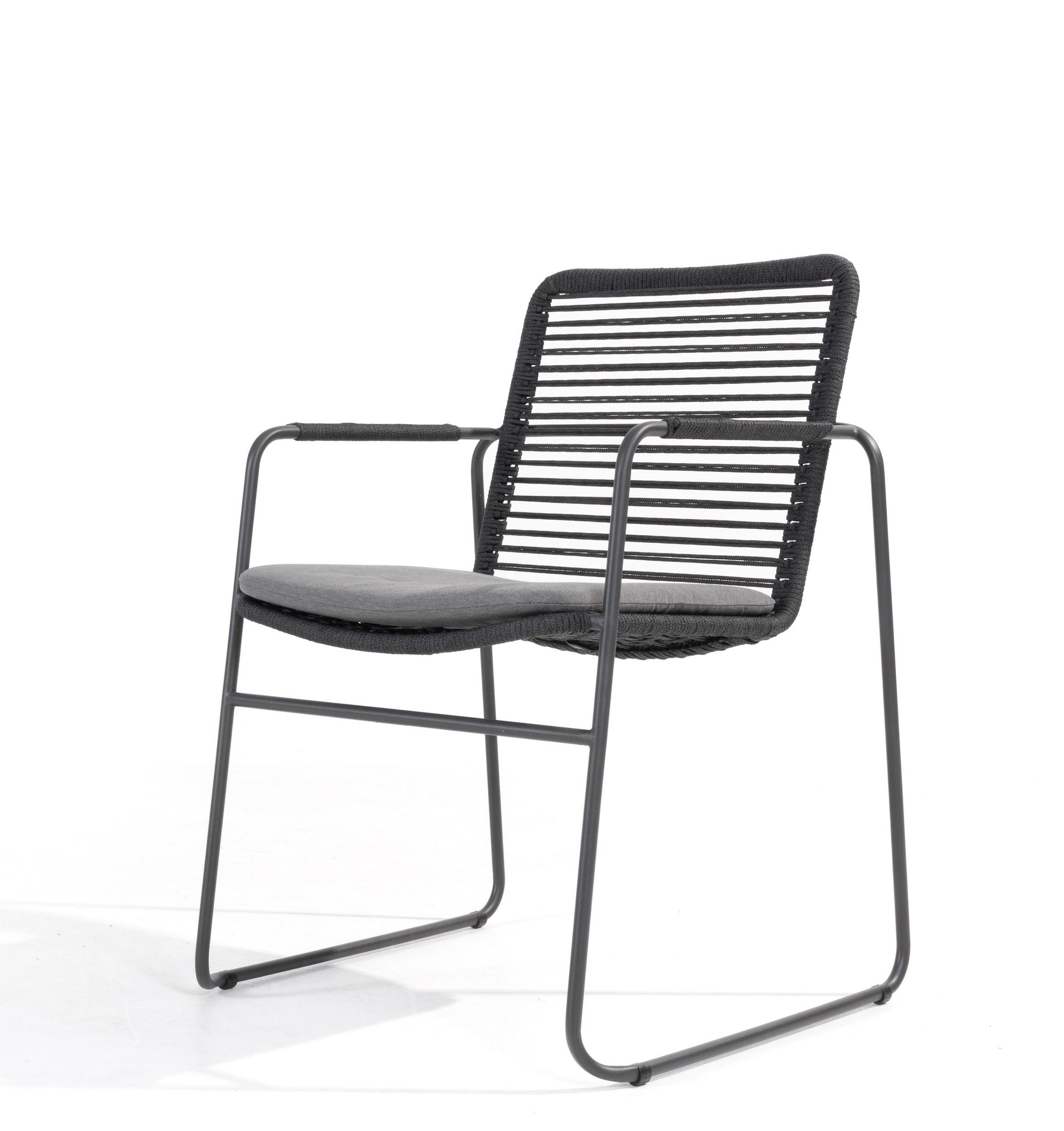 rope weave garden dining chair cut out slimline stackable grey aluminium