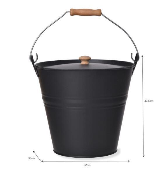 dark grey mertal ash bucket dimensions for fire hearth fireside and log burner indoor use