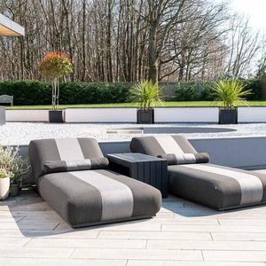 pair striped all weather sunbrella fabric garden sun loungers daybeds with aluminium frames