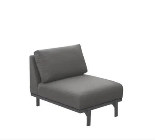 modern garden lounge sofa extra middle unit charcoal grey all weather sunbrella fabric