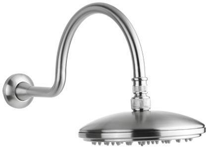 stainless steel wall mounted garden  shower head and arm curved swan neck