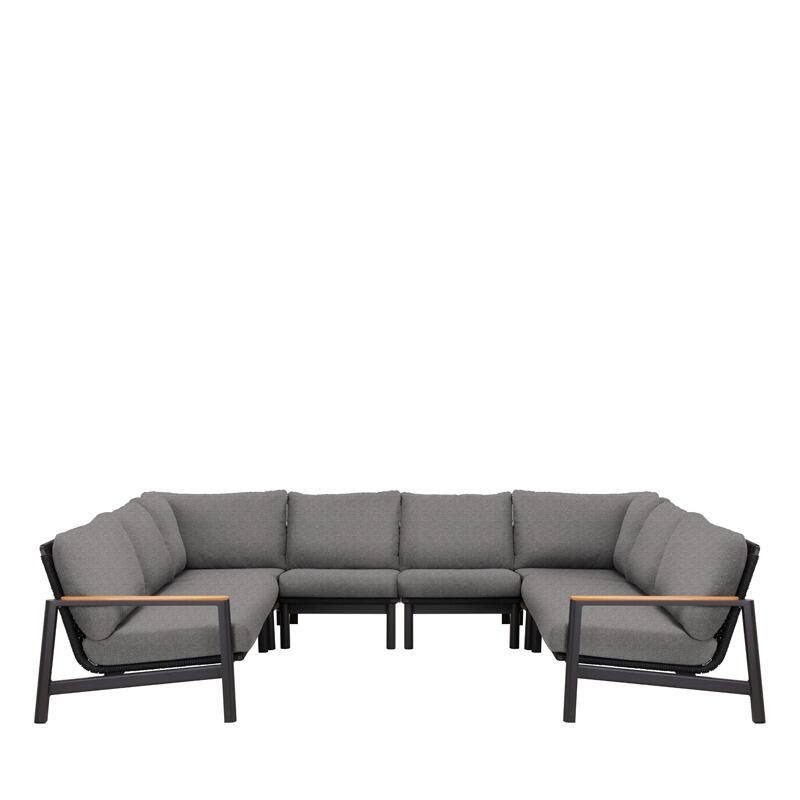 u shaped large modular garden lounge sofa set grey all weather rope weave fabric and aluminium