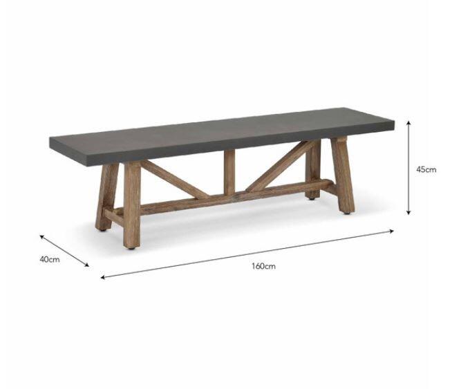 dimensions of small garden bench grey polystone and acacia hardwood wood