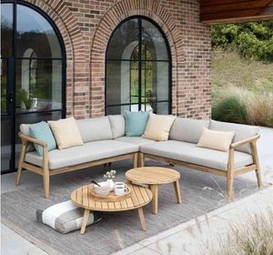 modern corner garden sofa lounge set acacia hardwood stone cushions patio outdoor furniture froxfield
