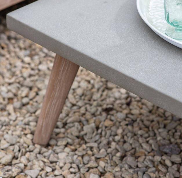 coffee table garden lounge set modern wood and poly cement patio furniture all weather