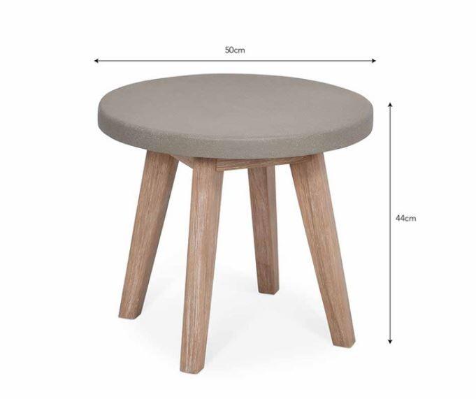 garden side table lynton acacia hardwood poly cement top outdoor patio furniture dimensions